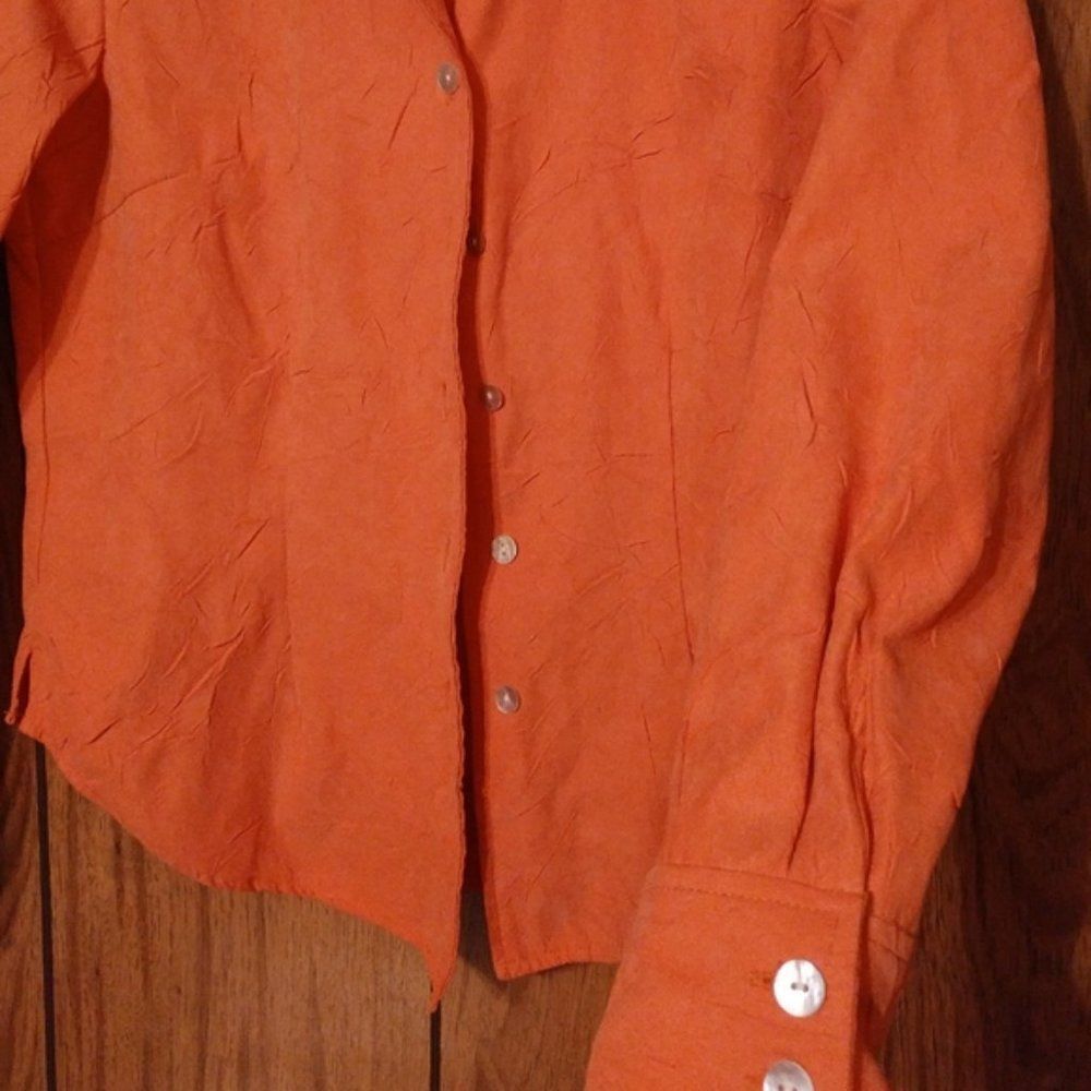 Coldwater Creek Button down orange shirt - Size XS Petite - Picture 4 of 6